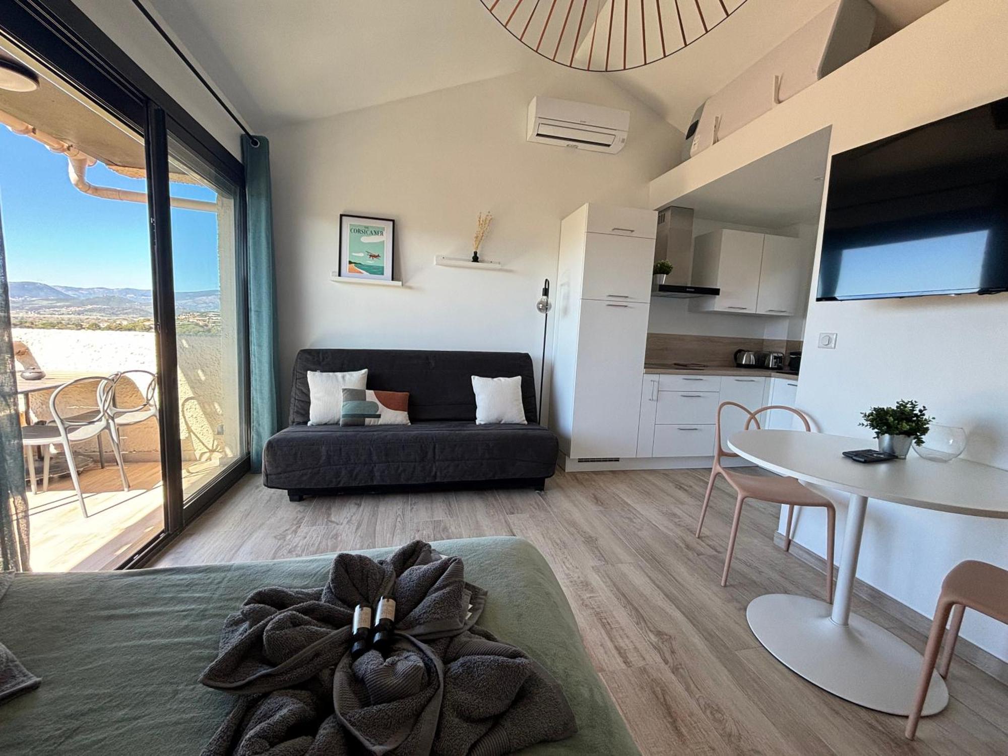 Studio Vue Mer A Porticcio Piscine Et Parking Dış mekan fotoğraf